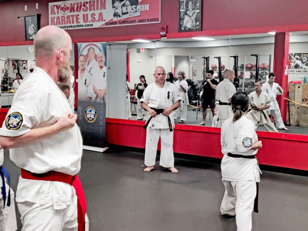 Kyokushin Karate USA students training at the Rochester Honbu Dojo